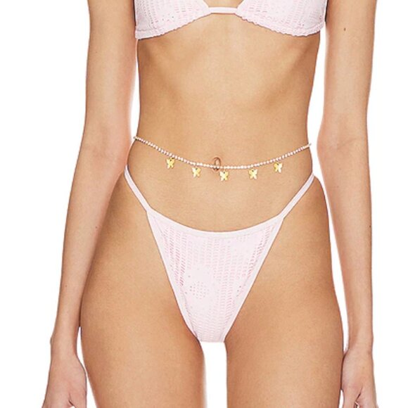 Frankies Bikinis x Pamela Anderson Baby Pink Zeus Mesh Bikini Bottom Size XL - Picture 1 of 7